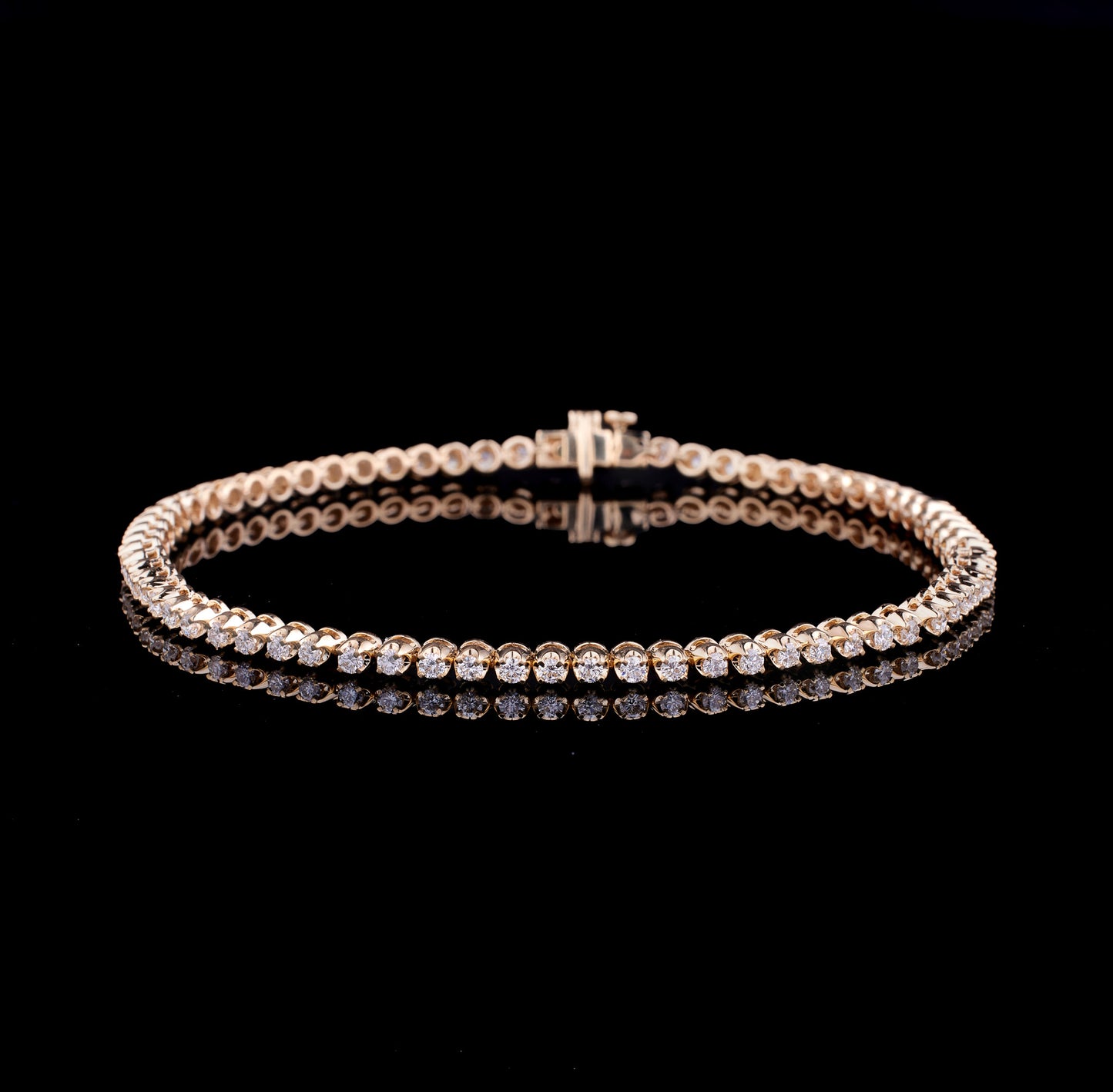 Round Bezel Tennis Bracelet - Gold