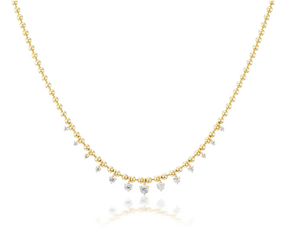 Dangling Diamond Solid Bead Necklace