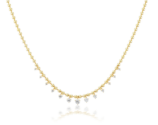 Dangling Diamond Solid Bead Necklace